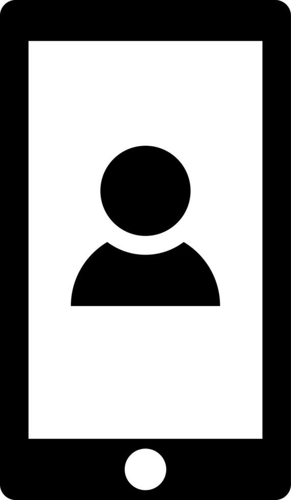 User in smartphone screen glyph icon. vector