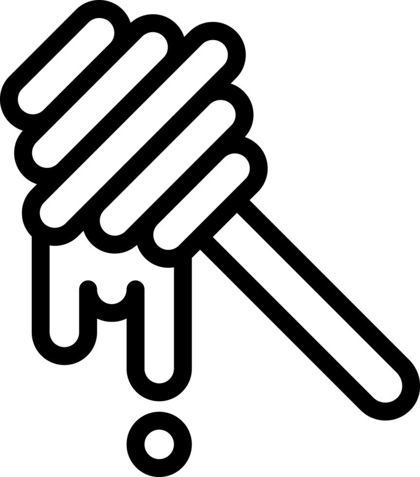Honey dipper icon in line art. vector