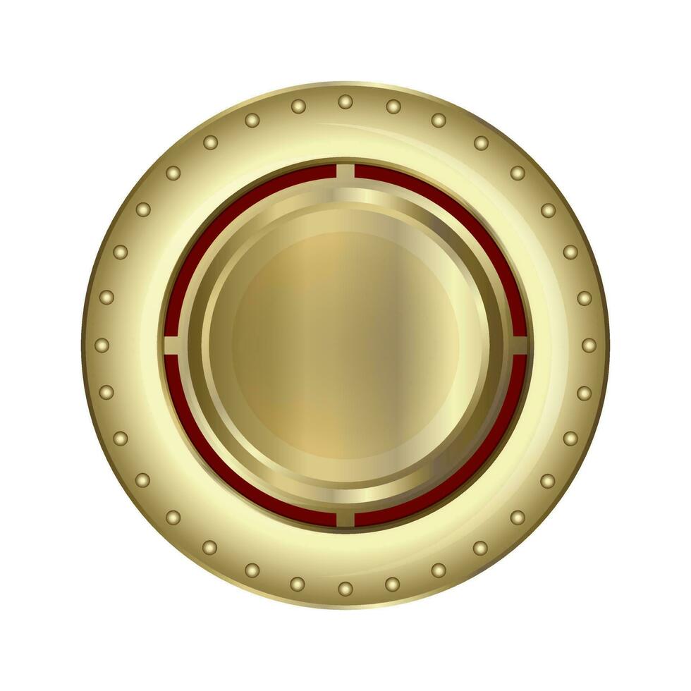 Glossy golden circular shield. vector