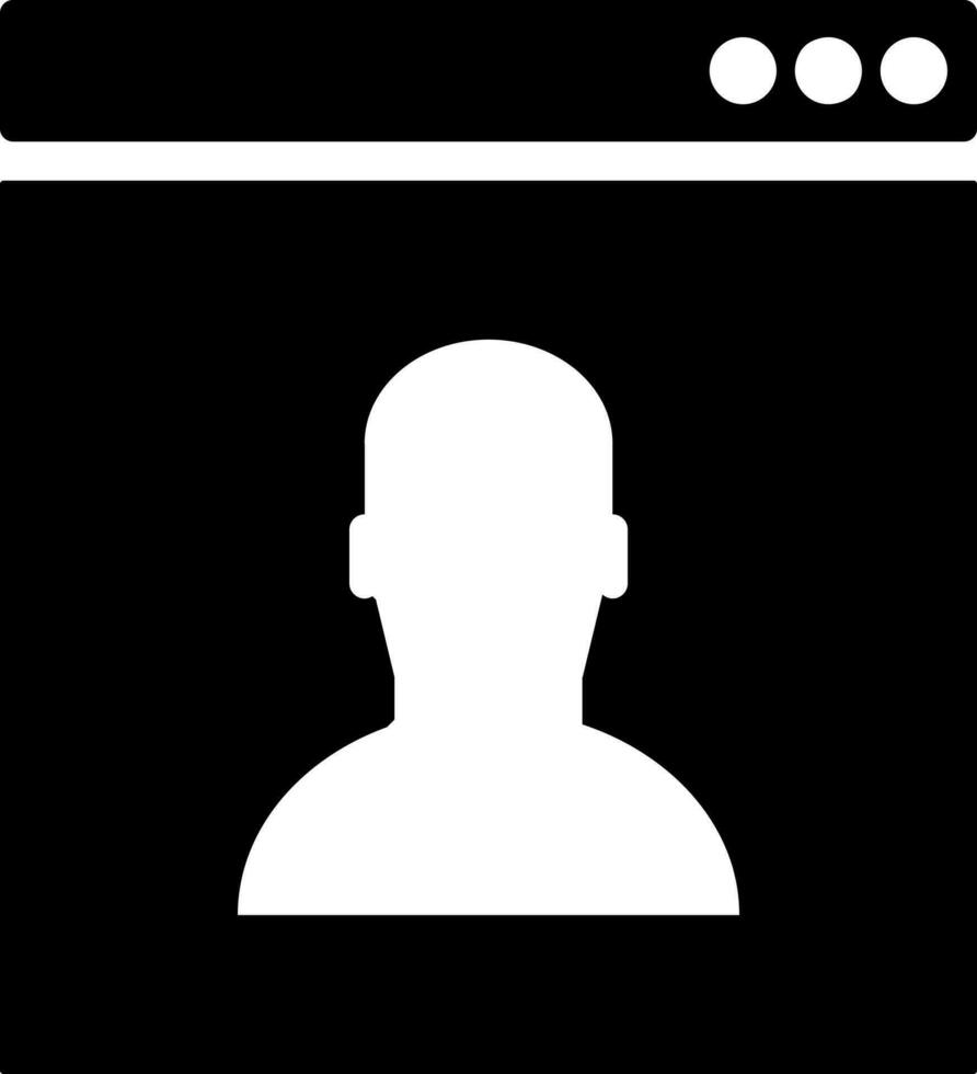 Person with browser window glyph icon. vector