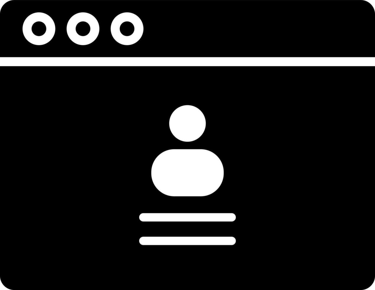 User profile web page glyph icon in flat style. vector