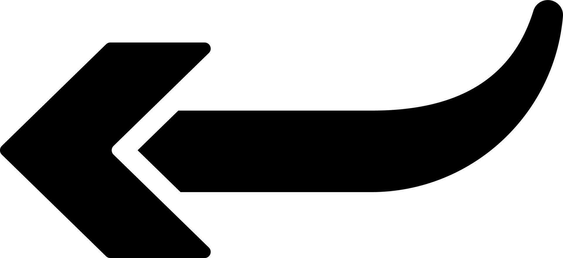 Back arrow glyph icon or symbol. vector