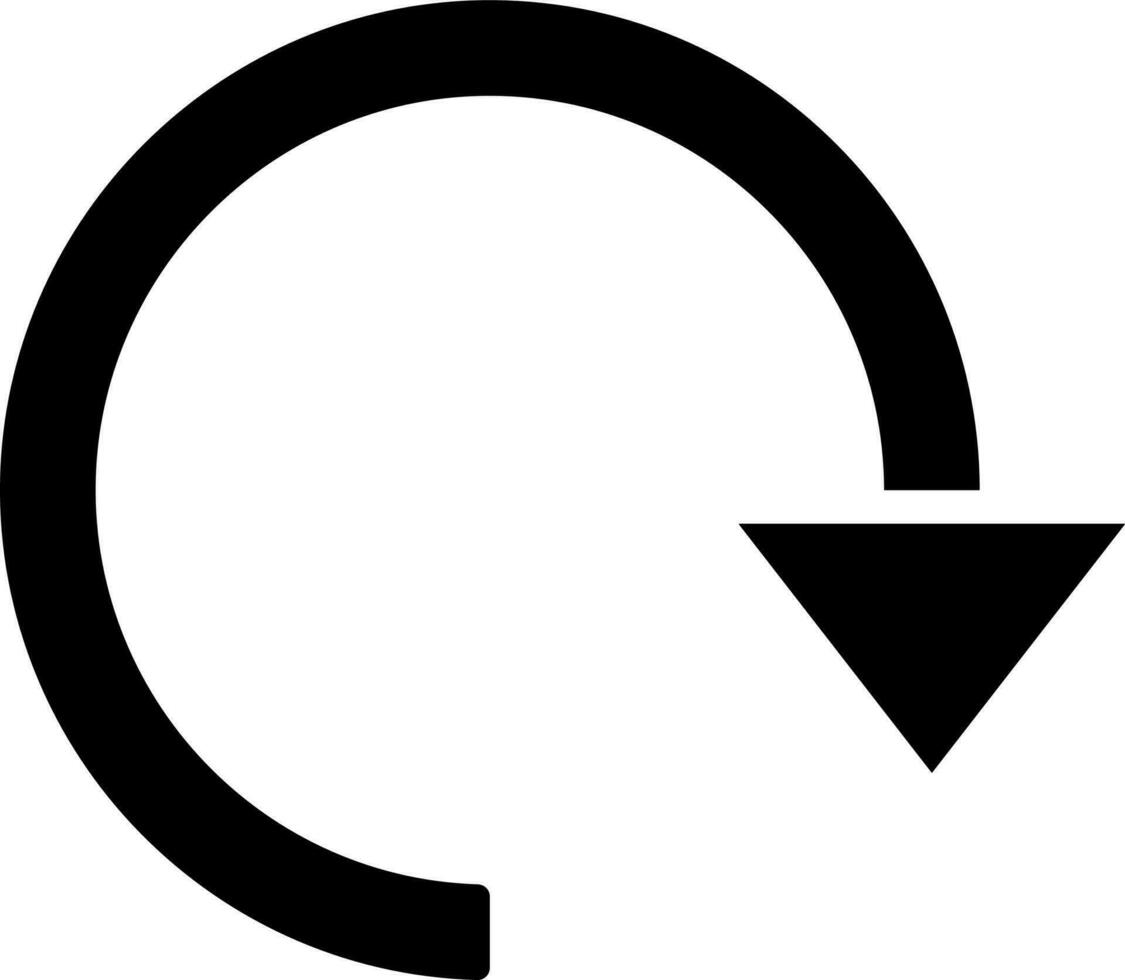 Reload circular icon in black color. vector