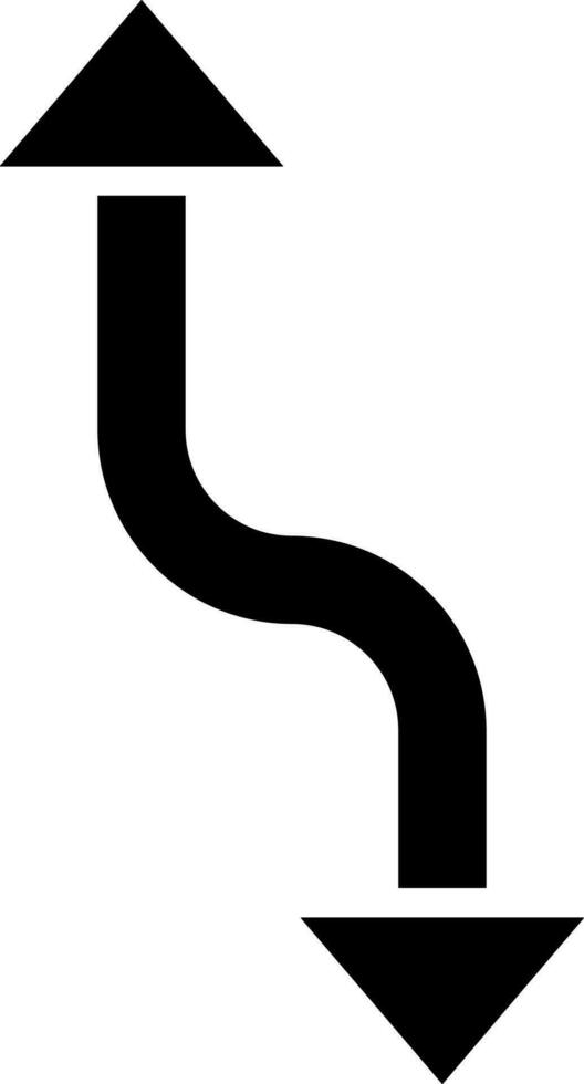 negro y blanco ilustración de curvo doble flecha icono. vector