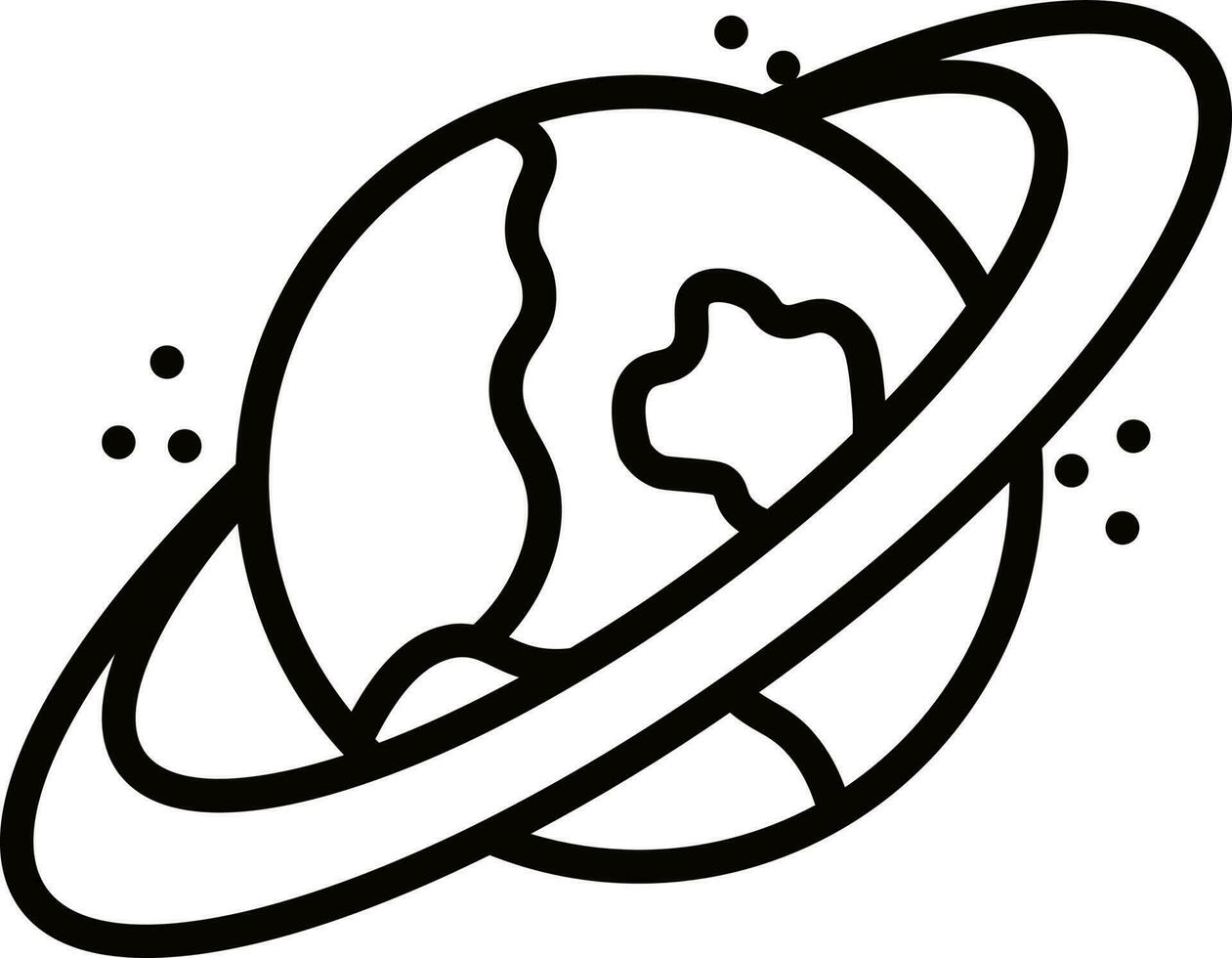 Illustration of saturn icon in thin line art. vector
