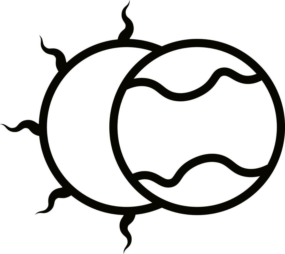 Illustration of eclipse icon in thin line art. vector