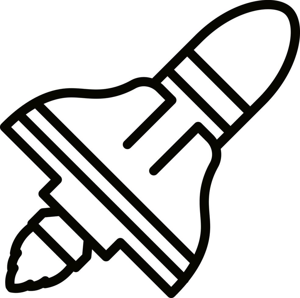 Black line art illustration of rocket icon. vector