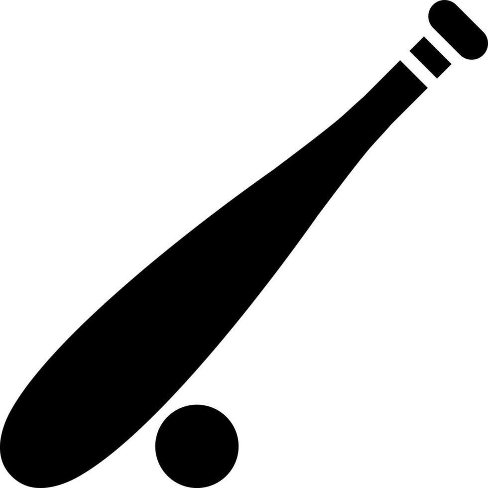 Baseball and bat icon in glyph style. vector