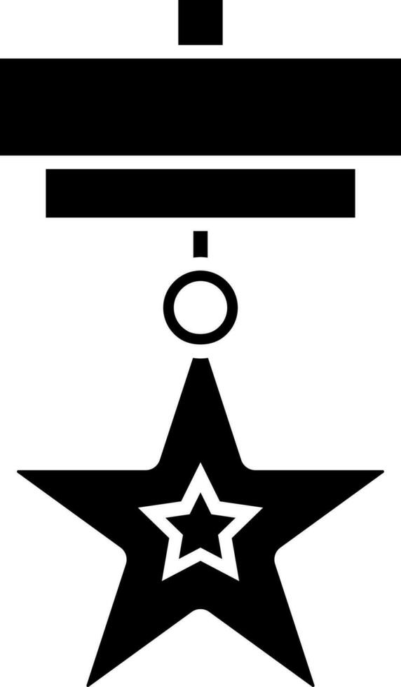 Black and White star medal icon in flat style. vector