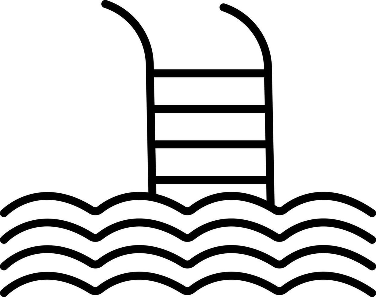 nadando piscina en negro línea Arte ilustración. vector