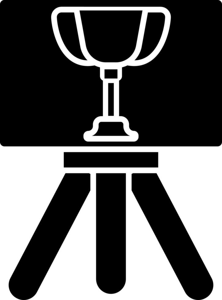 negro y blanco trofeo taza en tablero icono. vector