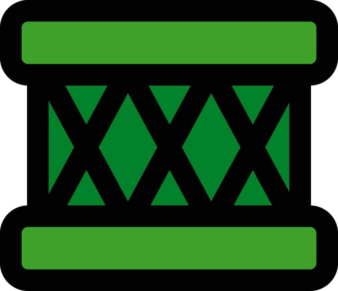Musical Drum icon in green and black color. vector