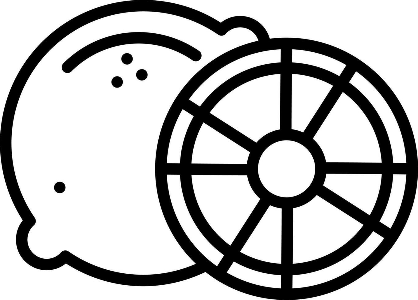 Lemon icon in black line art. vector