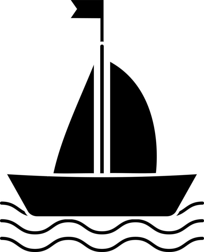 Black flag with ship in river. vector