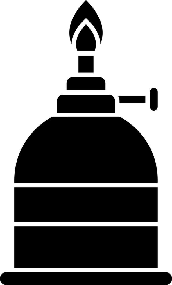 Black and white burning oil lamp in flat style. vector