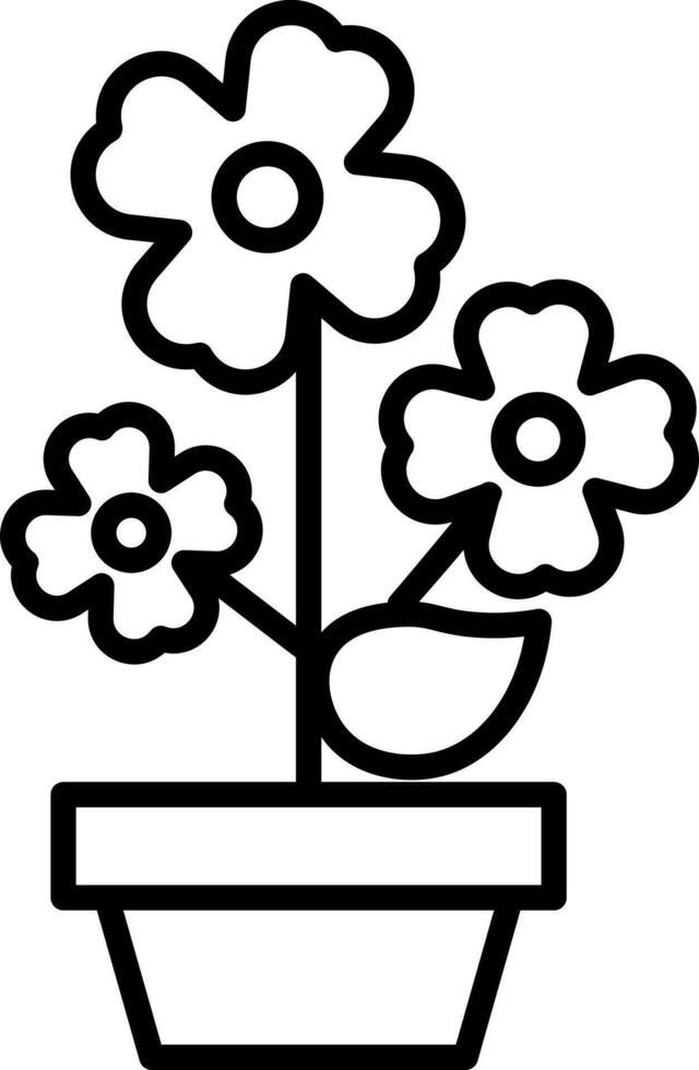 Flower plant icon in thin line art. vector