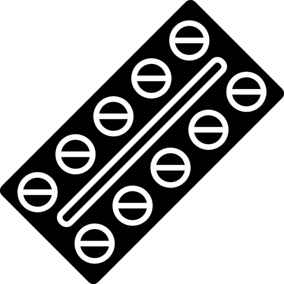 Black and White illustration of pill package icon. vector