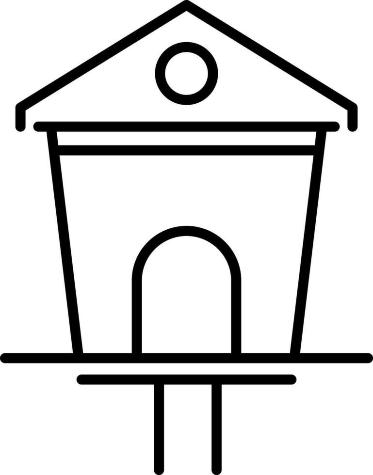 Flat style birdhouse icon black line art. vector