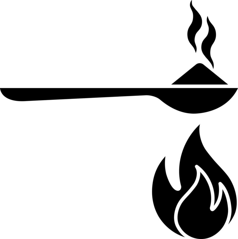 Heat heroin icon in Black and White color. vector