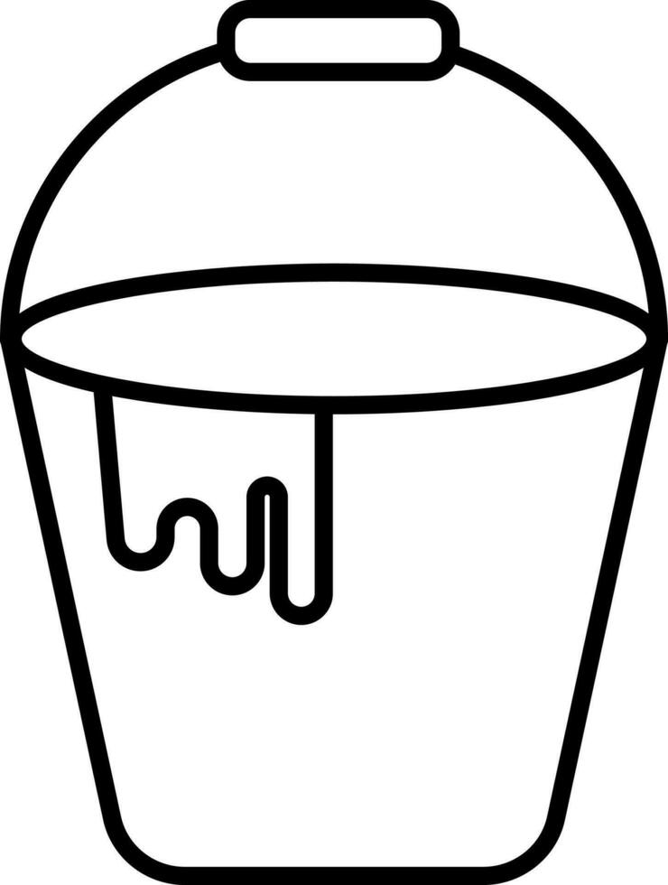 Black line art bucket in flat style. vector