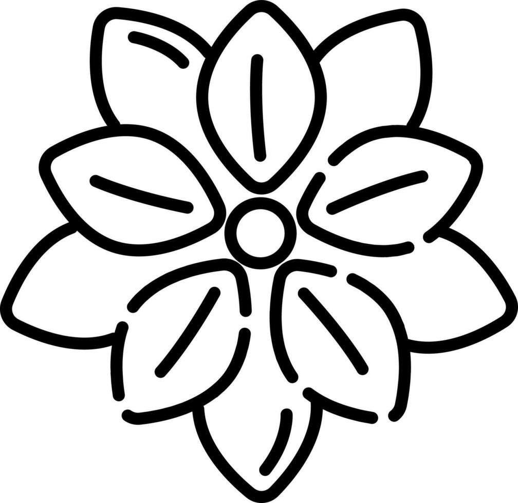 Black line art illustration of flower icon. vector