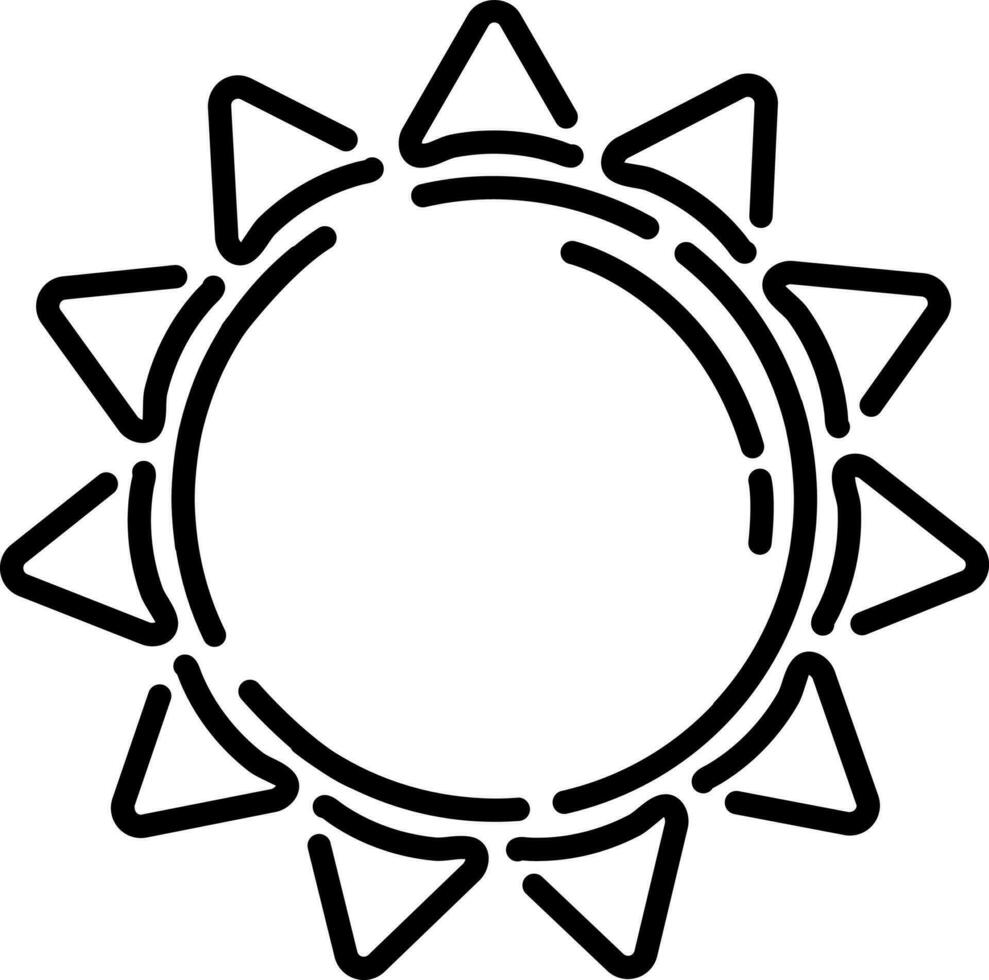 Sunflower icon in black line art. vector