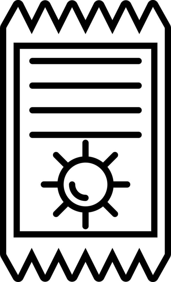 Black line art ticket in flat style. vector