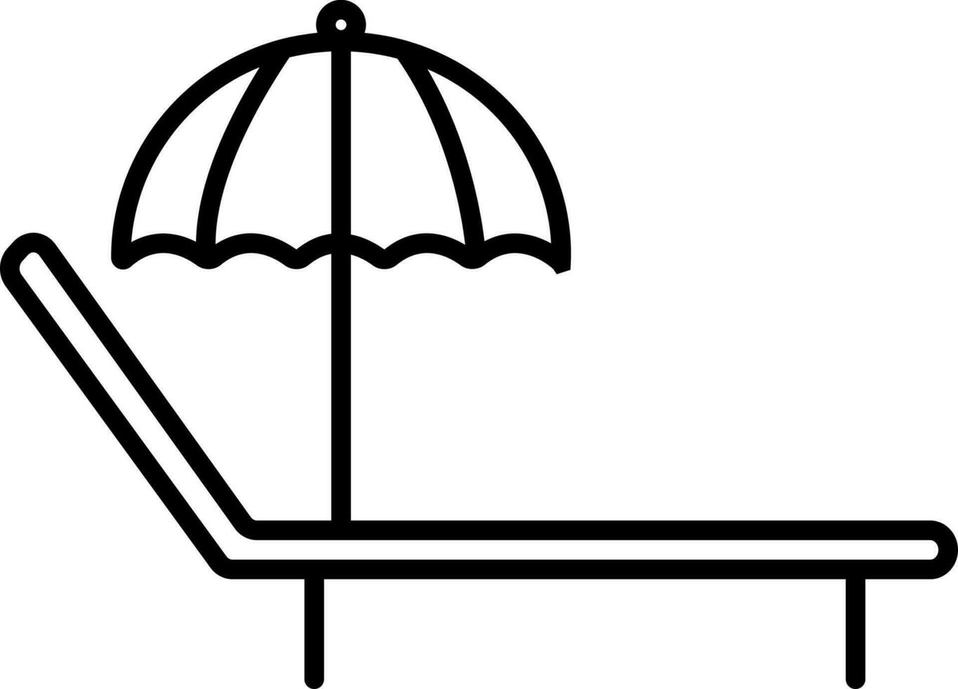 Deckchair in black line art illustration. vector