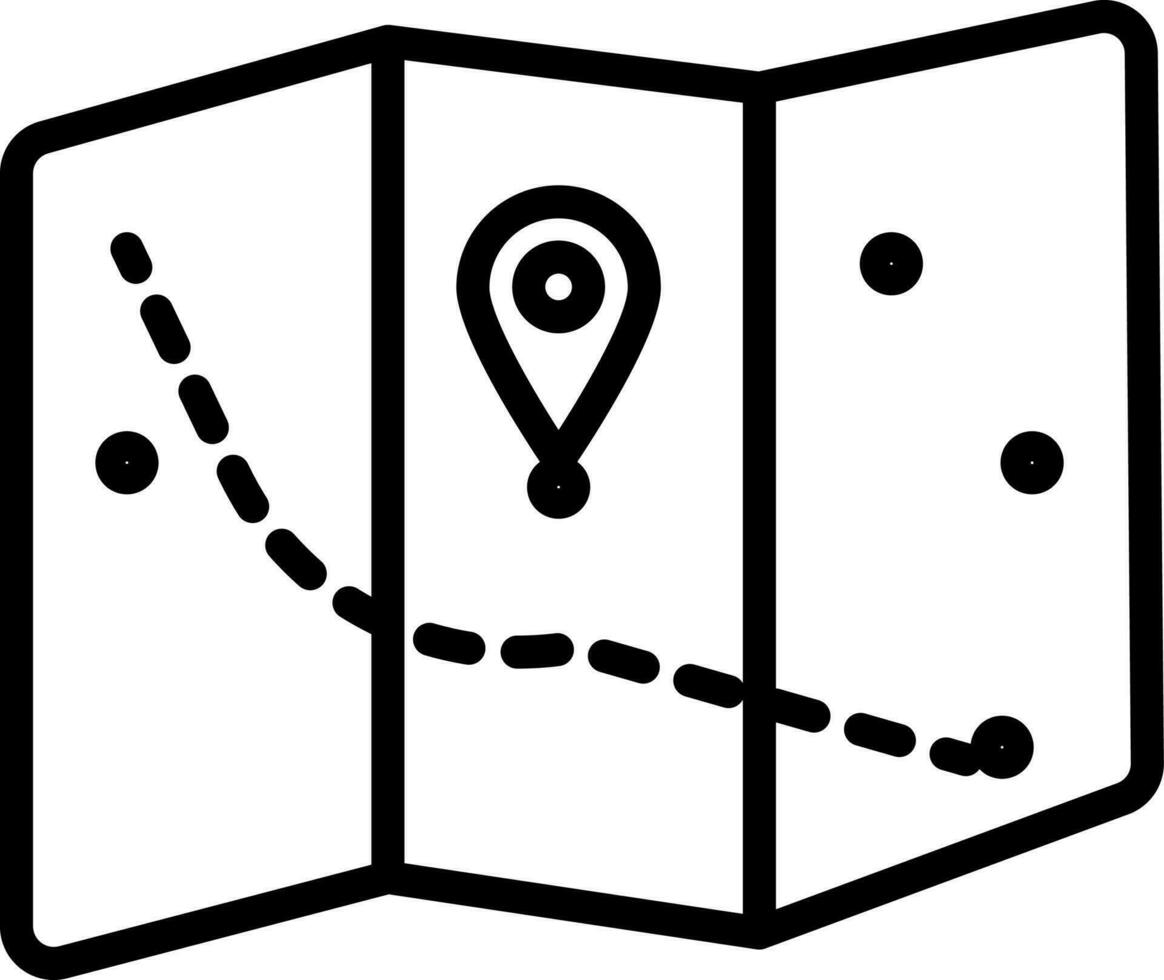 Black line art map icon in flat style. vector