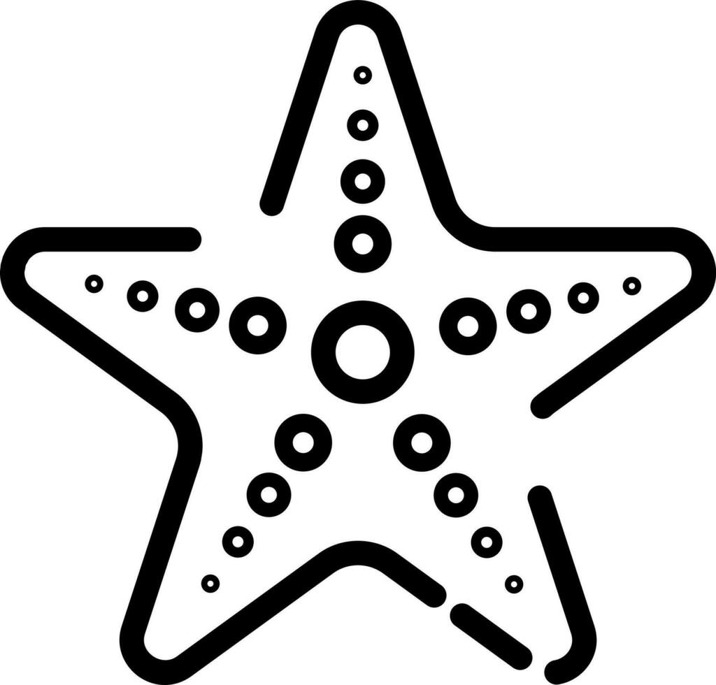 Starfish icon in thin line art. vector