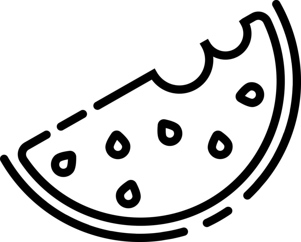 Watermelon slice icon in thin line art. vector