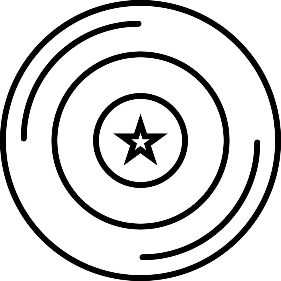 Black line art flying disc in flat style. vector