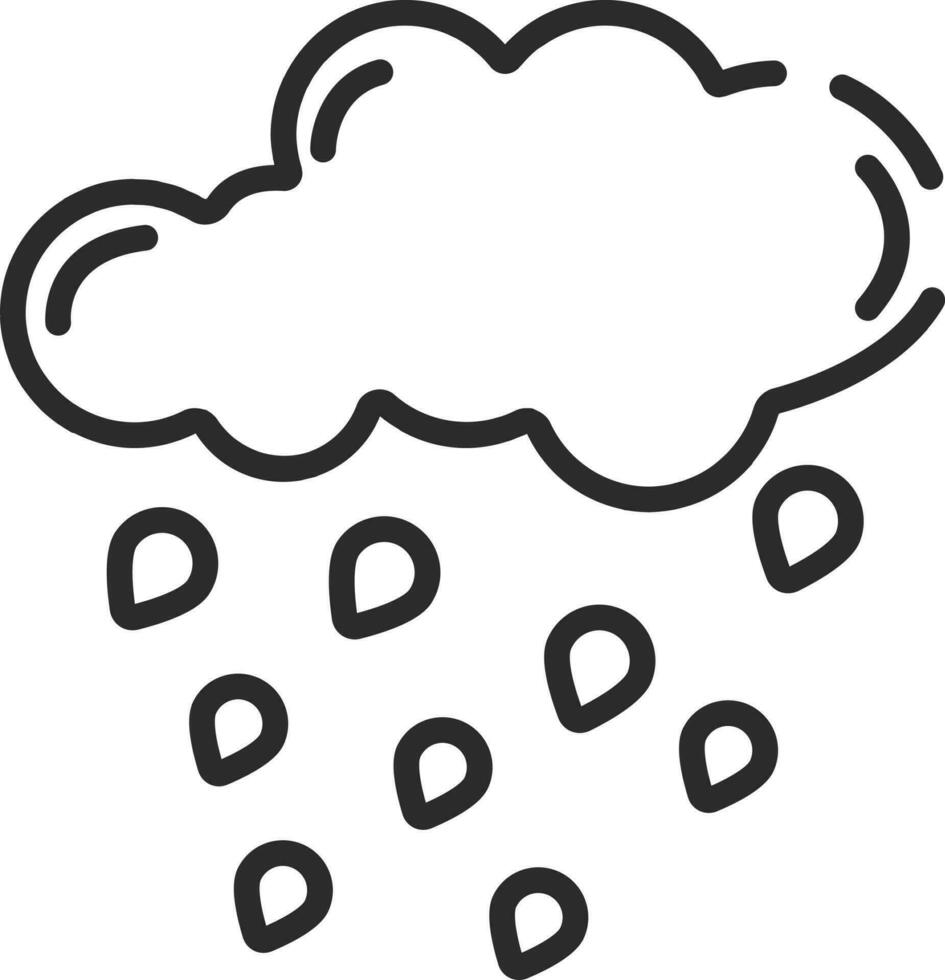Rainy weather icon in thin line art. vector