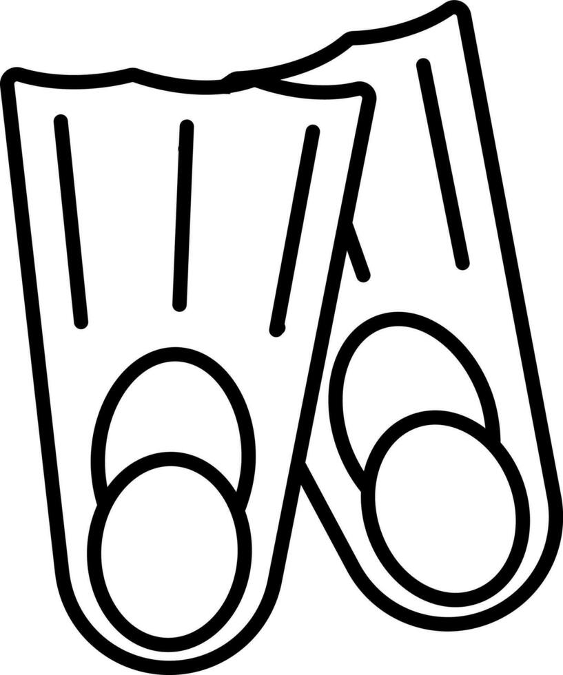 Black line art diving flippers. vector