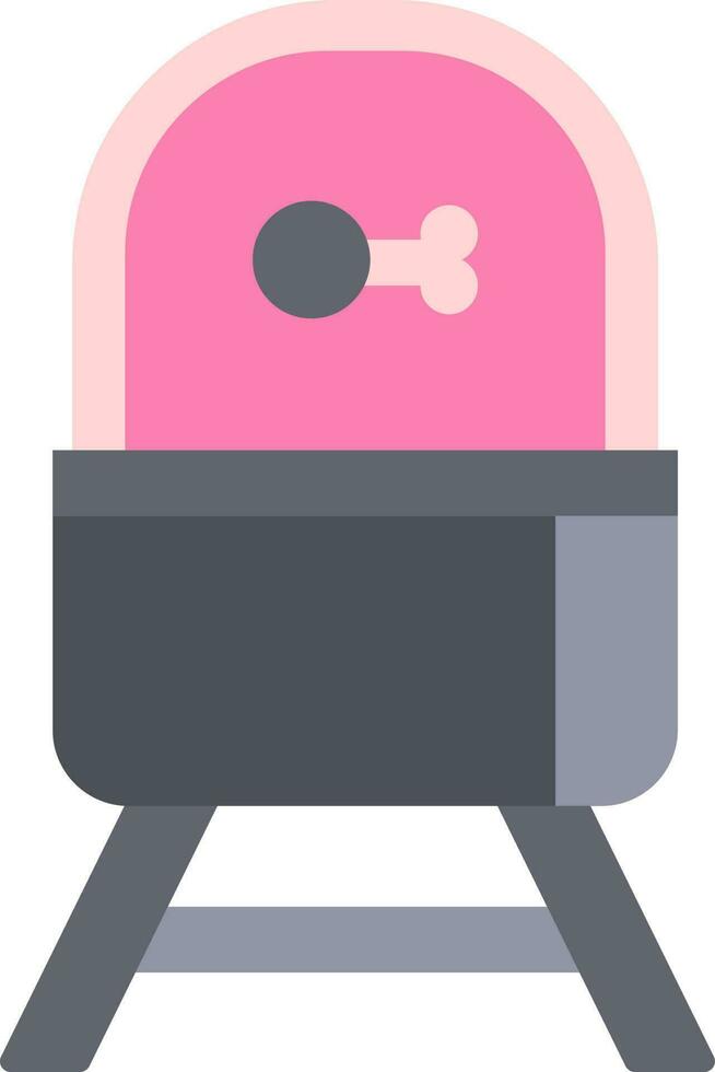 Grilled chicken on barbecue machine icon in flat style. vector