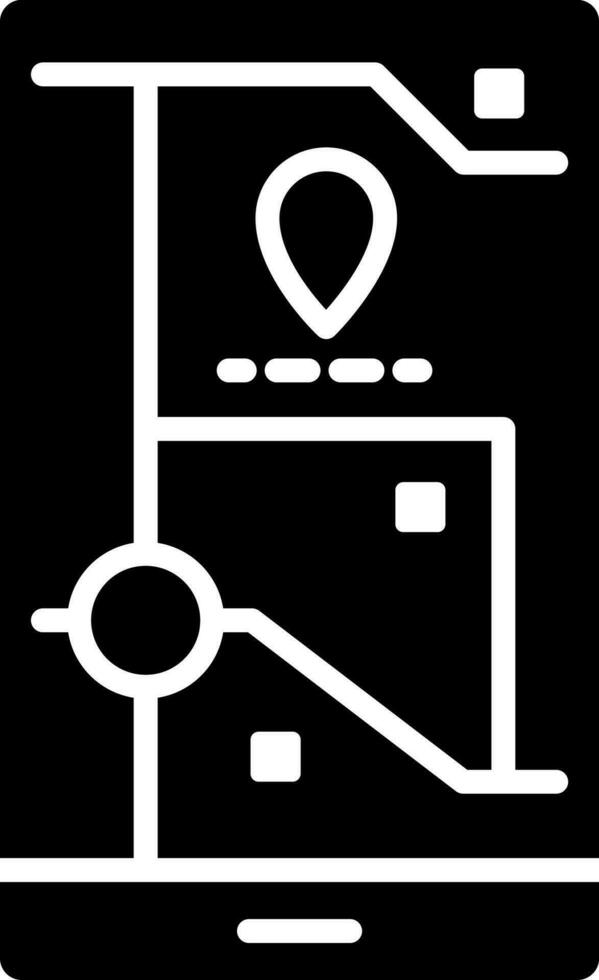 mapa navegación en teléfono inteligente icono o símbolo. vector