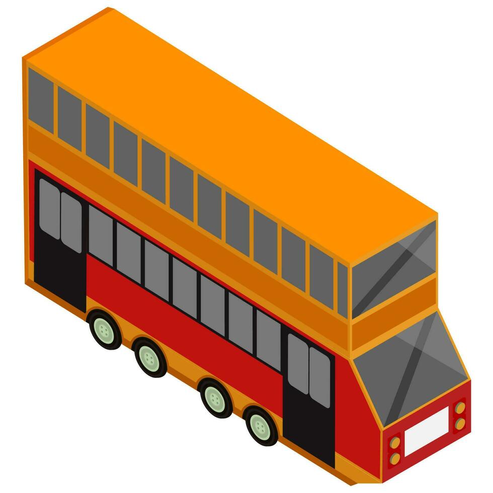 isométrica ver de doble decker autobús en blanco antecedentes. vector