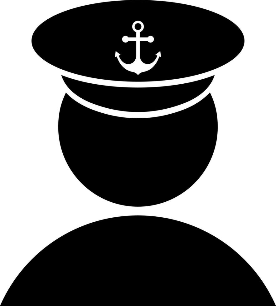 Vector illustration of marine captain icon in glyph style.