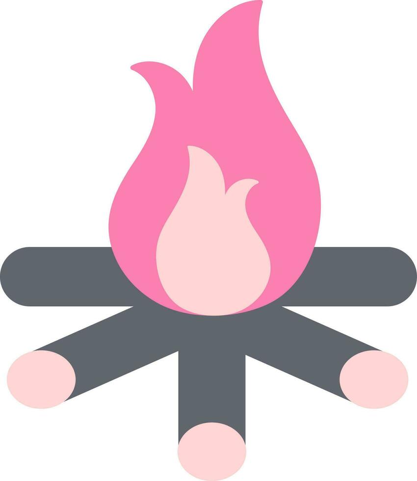 Bonfire icon or symbol in pink and gray color. vector
