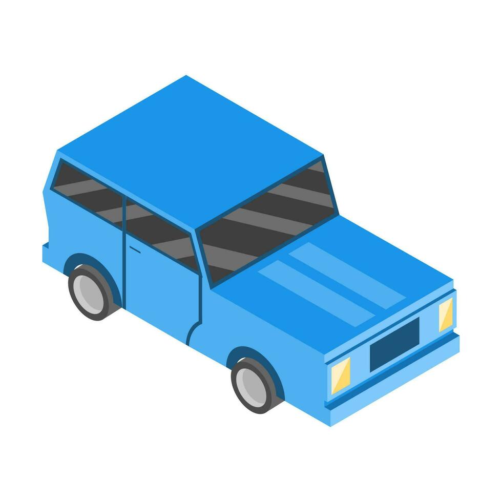 Isometric design of retro jeep vector illustration.