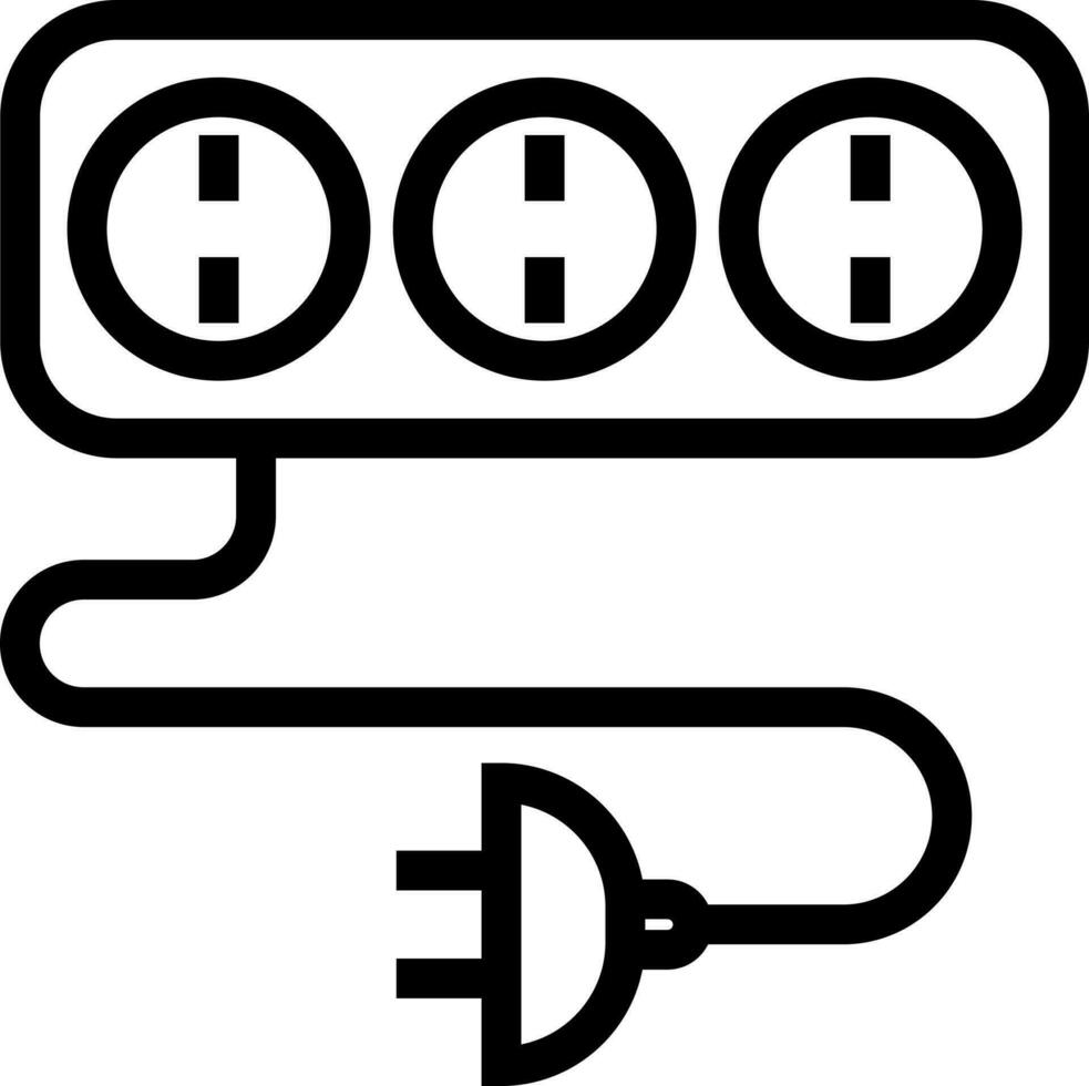 Line art illustration of extension cord icon. vector