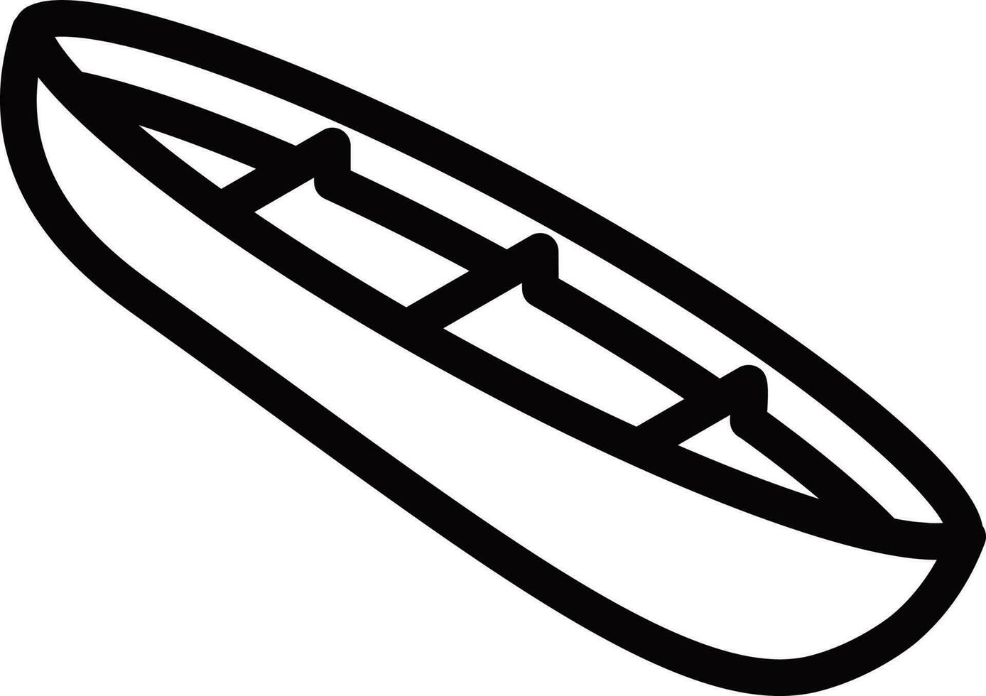 Canoe boat icon in thin line art. vector