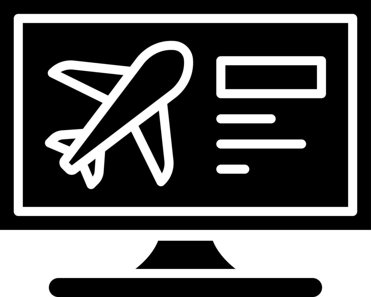 Online ticket booking from computer flat icon. vector