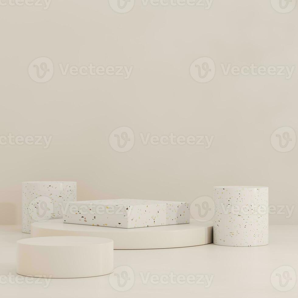 Brown and green pastel backdrop wall 3d render image mockup background of terrazzo podium. photo