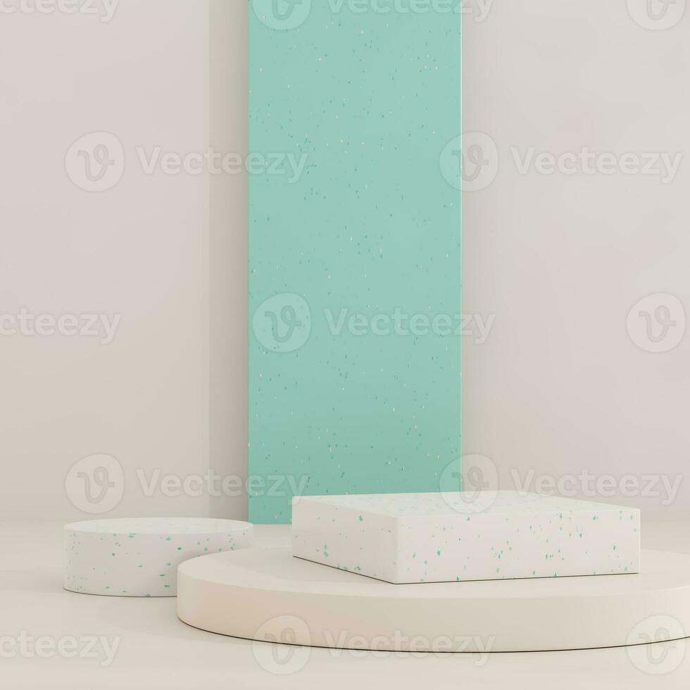 Brown and green pastel backdrop wall 3d render image mockup background of terrazzo podium photo