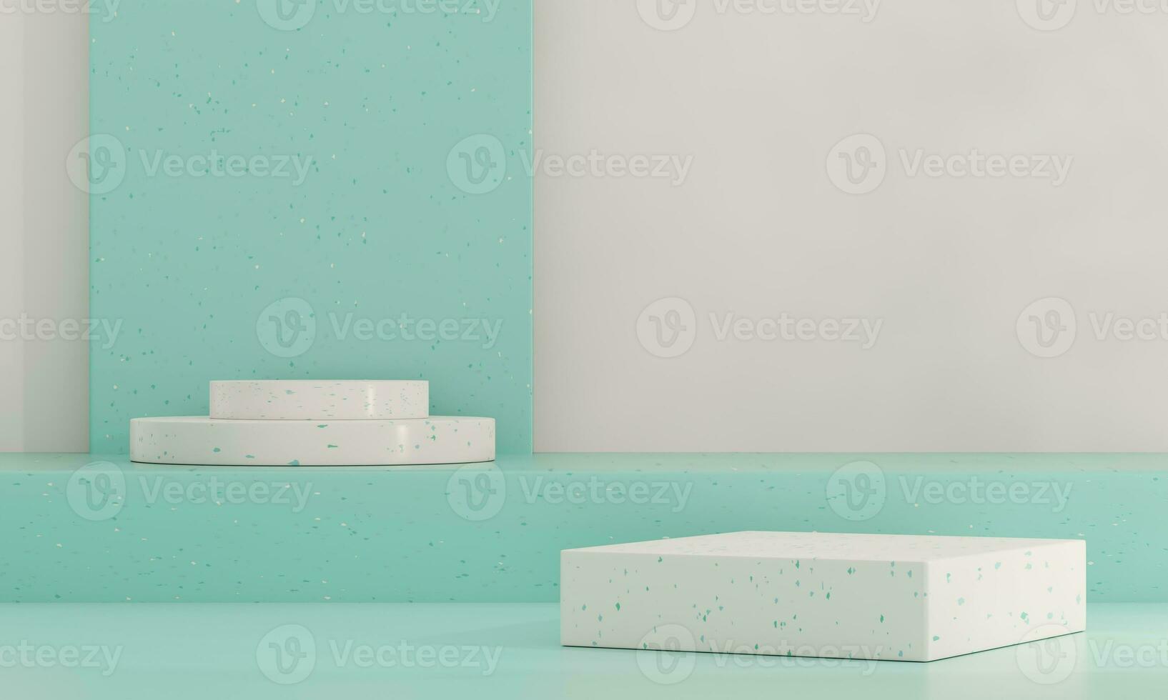 Brown and green pastel backdrop wall 3d render image mockup background of terrazzo podium. photo