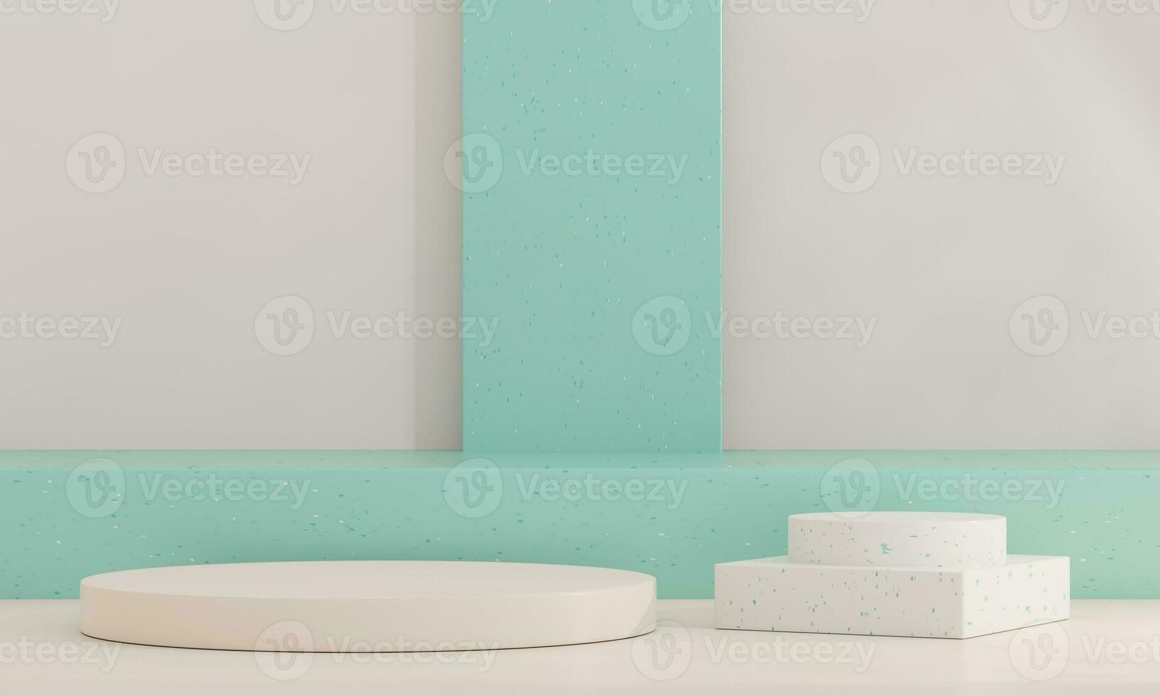 Brown and green pastel backdrop wall 3d render image mockup background of terrazzo podium. photo