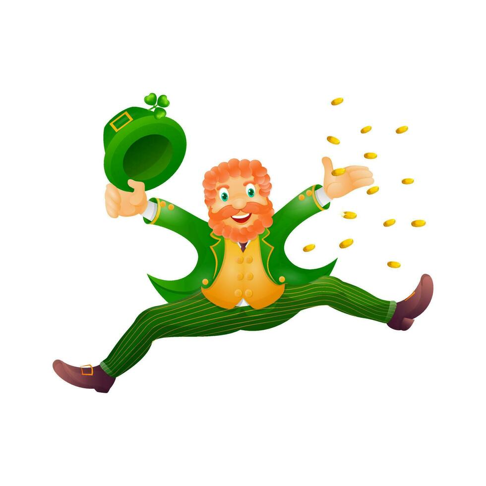 Cheerful leprechaun man character for St. Patrick's Day festival. vector