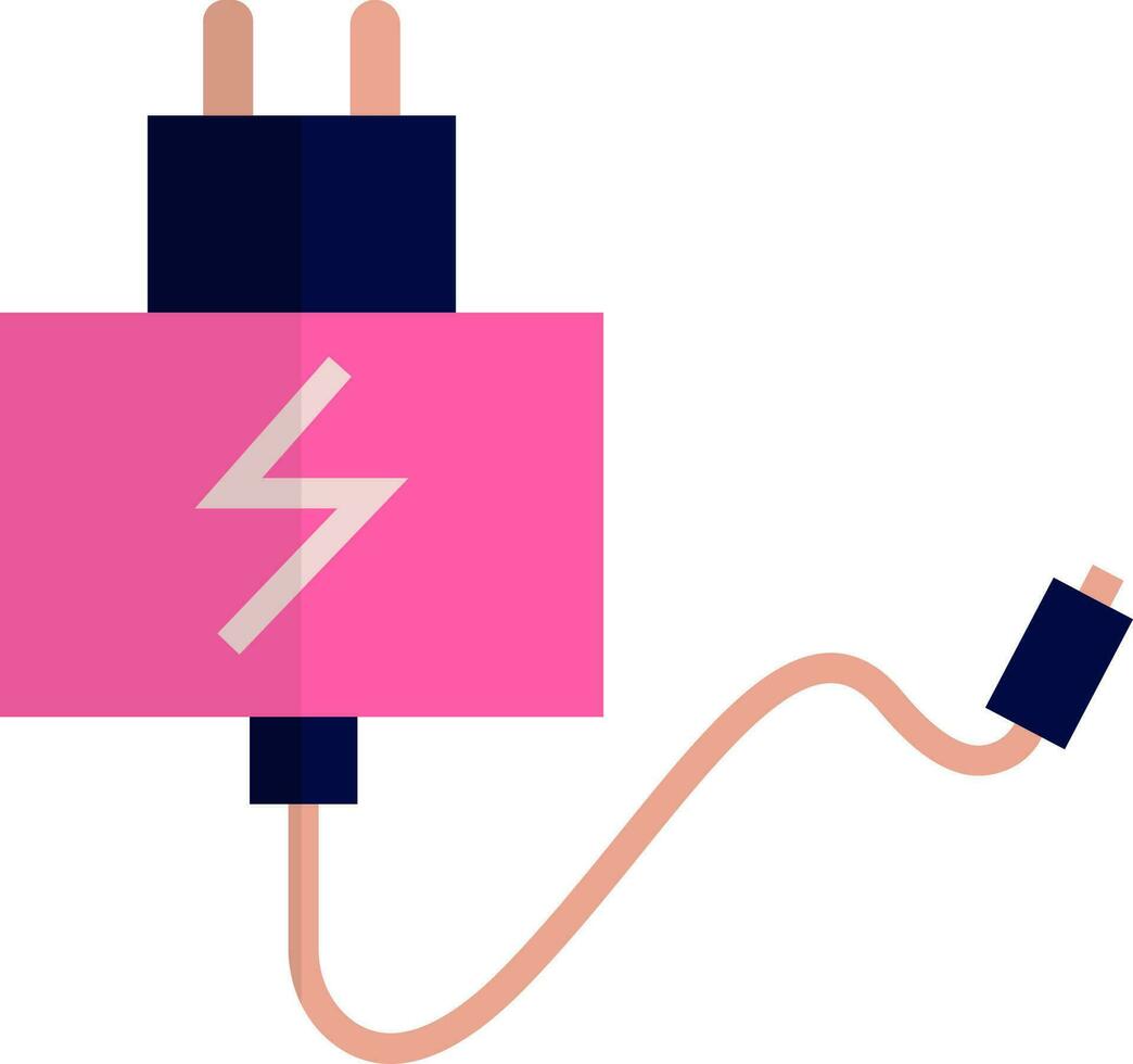 Flat style electric plug icon in pink and blue color. vector