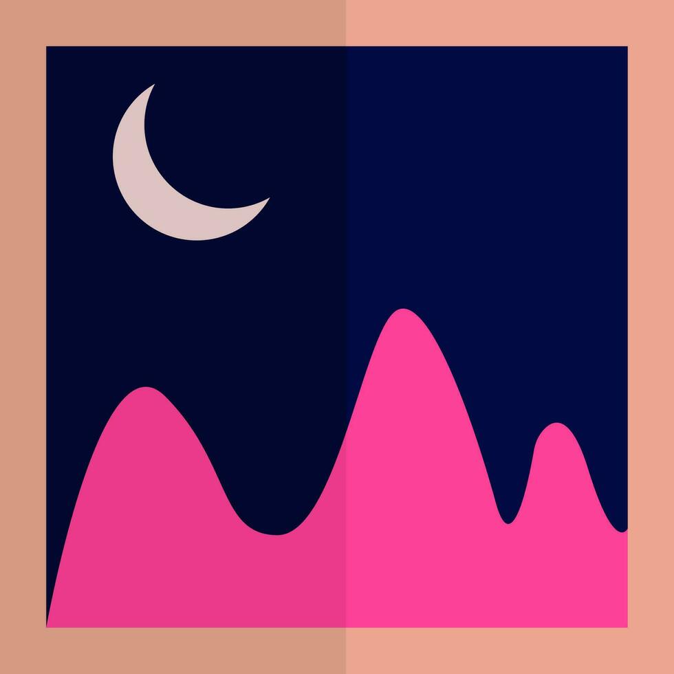 Beautiful midnight nature landscape view or photo icon. vector